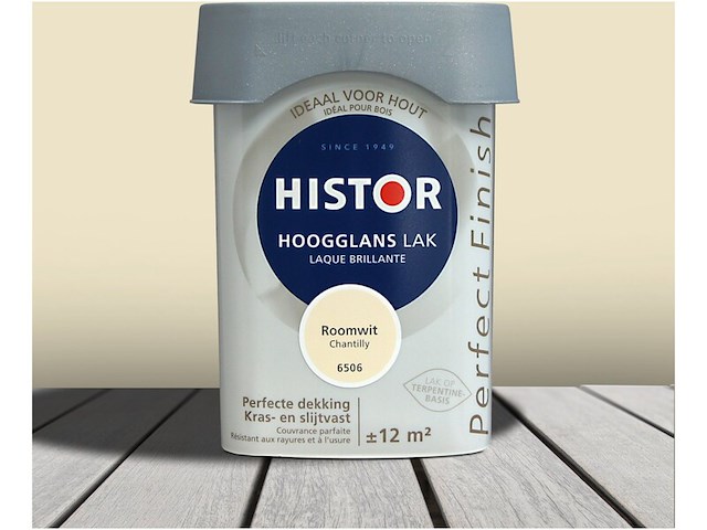 5x lak hoogglans 0.25 liter histor, perfect finish, roomwit - afbeelding 1 van  2