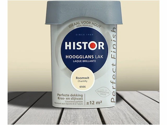 5x lak hoogglans 0.25 liter, histor, perfect finish, roomwit - afbeelding 1 van  2