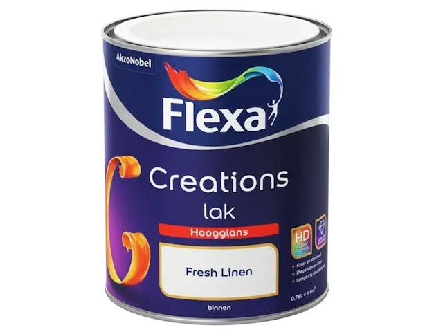 5x lak hoogglans, flexa, creations, fresh linen, 750 ml - afbeelding 2 van  2