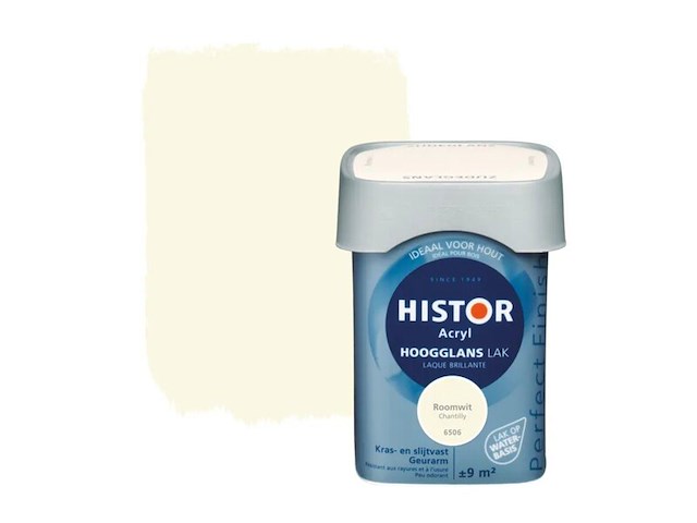 5x lak hoogglans, histor, perfect finish, roomwit, 750 ml - afbeelding 1 van  2