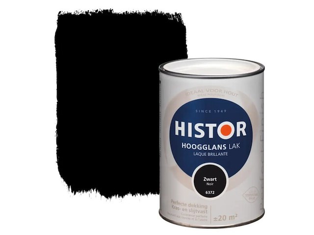 5x lak hoogglans histor, perfect finish, zwart, 1.25 liter - afbeelding 1 van  2