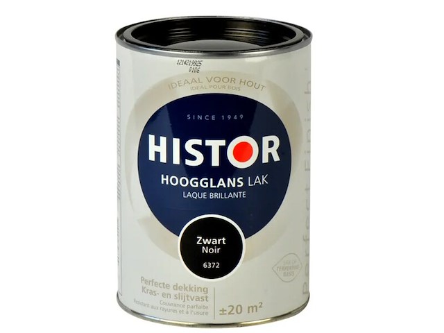 5x lak hoogglans histor, perfect finish, zwart, 1.25 liter - afbeelding 2 van  2
