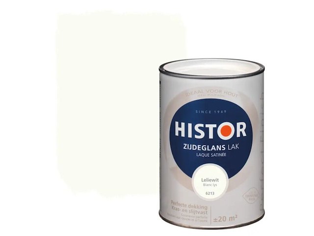 5x lak zijdeglans histor, perfect finish, leliewit, 1.25l - afbeelding 1 van  2