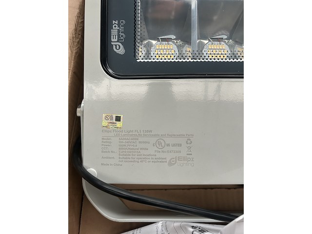 5x led flood light/bouwlamp fl1 135w 4000k ellipz lighting - afbeelding 2 van  5
