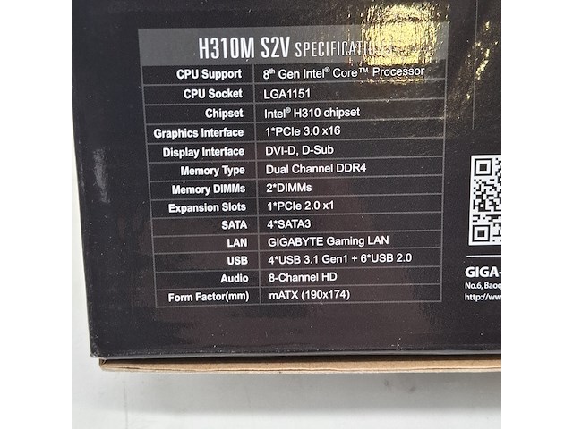 5x moederbord, gigabyte, h310m-s2v intel lga 1151 ddr4 - afbeelding 9 van  11