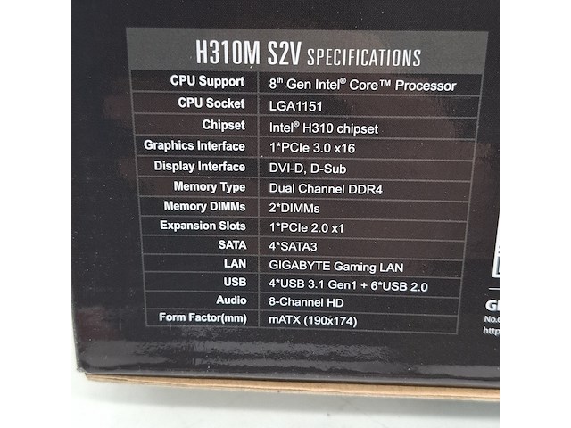 5x moederbord, gigabyte, h310m-s2v intel lga 1151 ddr4 - afbeelding 6 van  9