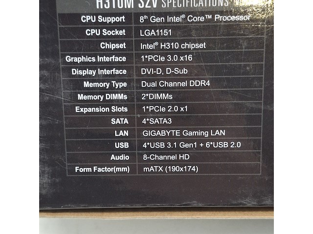 5x moederbord, gigabyte, h310m-s2v intel lga 1151 ddr4 - afbeelding 8 van  11
