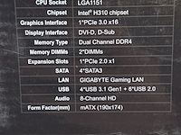 5x moederbord, gigabyte, h310m-s2v intel lga 1151 ddr4 - afbeelding 8 van  11