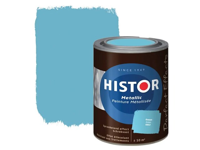 5x muurverf histor, perfect effect, metallic oceaan, 1 l - afbeelding 1 van  2