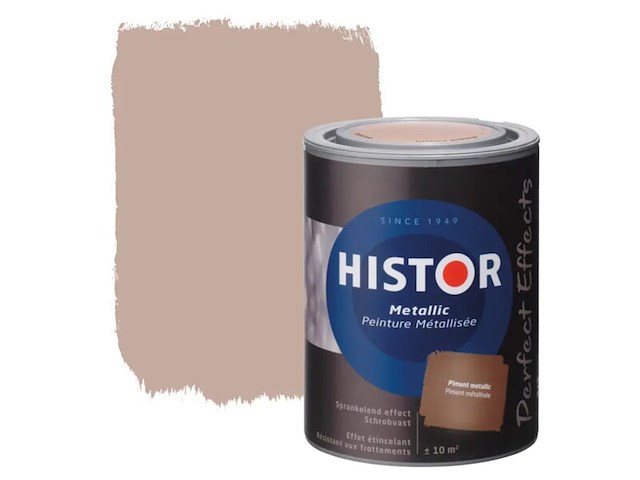 5x muurverf histor, perfect effect, piment metallic, 1 liter - afbeelding 1 van  2