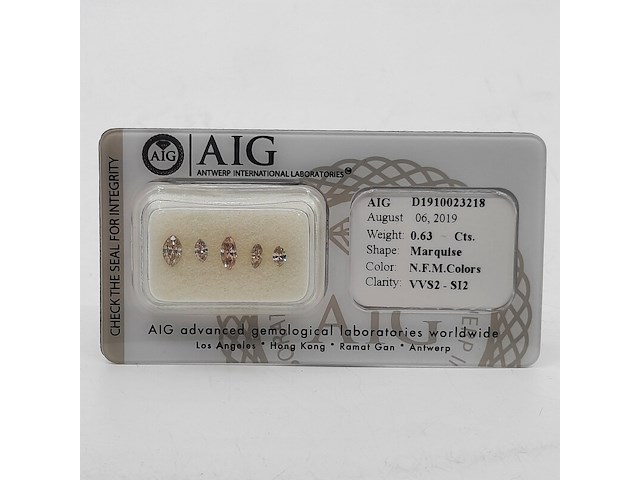 5x navette geslepen diamant, totaal 0.63 karaats (vvs-si) - afbeelding 1 van  8