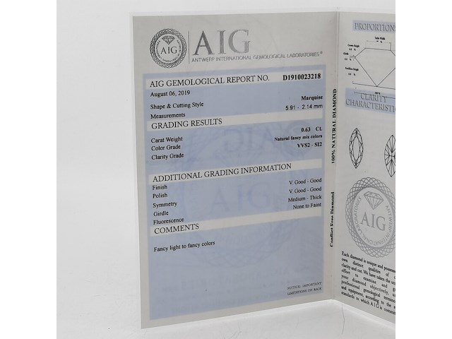 5x navette geslepen diamant, totaal 0.63 karaats (vvs-si) - afbeelding 6 van  8