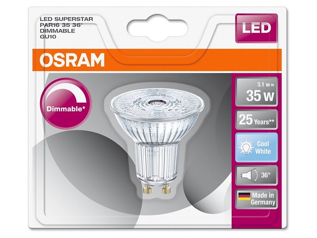 5x par16 led-lamp 4000 k 3,1 w gu10 osram, superstar, koel wit - afbeelding 1 van  2