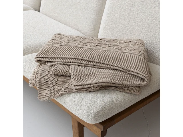 5x plaid taupe 130×170 cm – zachte woondeken vidi, sogno avvolgente - afbeelding 1 van  5