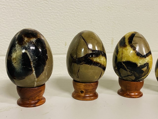 5x septariekwarts eieren - afbeelding 3 van  9