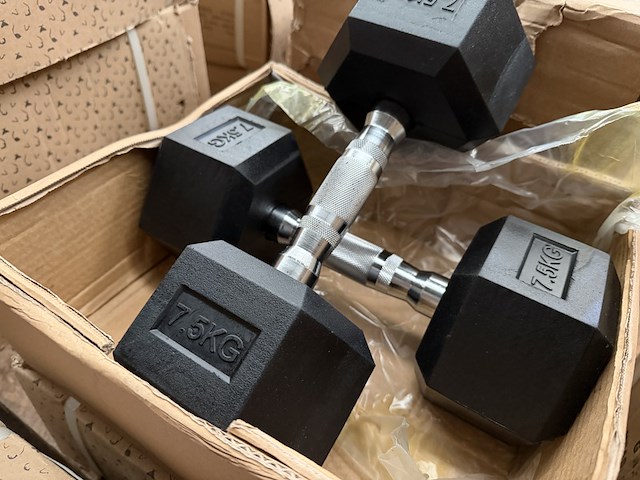 5x set van 2 dumbbells (3x 2x7,5 kg, 2x 2x7 kg) active panther - afbeelding 3 van  6