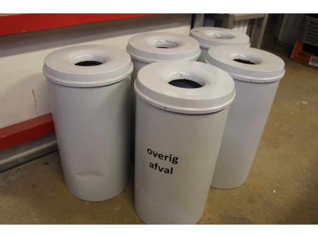 5x stalen prullenbak met vlamdover - afbeelding 6 van  7