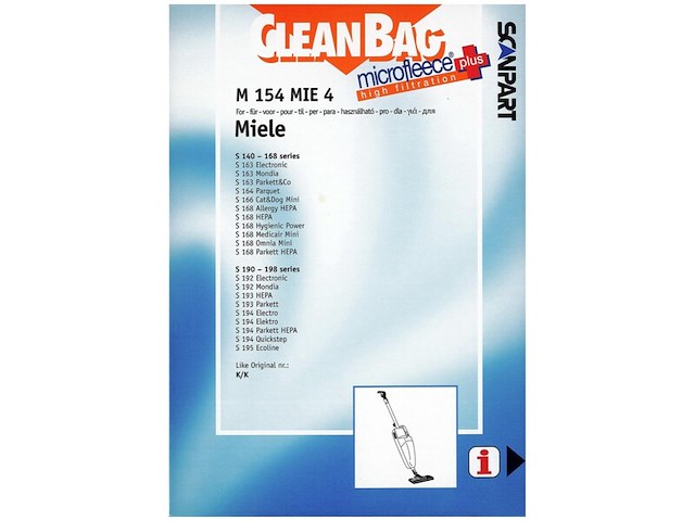 5x stofzuigerzakken voor miele s140-s168 s190-s198 swing h1 cleanbag, microfleece+ - afbeelding 1 van  2