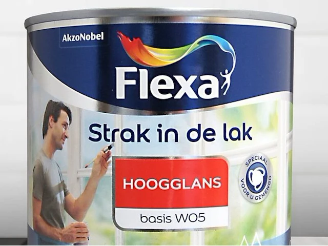 5x strak in de lak acryl hoogglans wit - 1 liter, flexa, wit - afbeelding 2 van  2