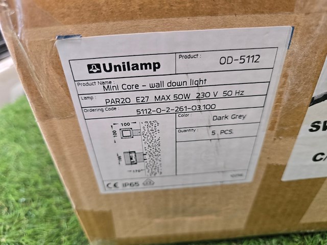 5x unilamp mini core wall down light firalux, od-5112, grijs - afbeelding 6 van  9