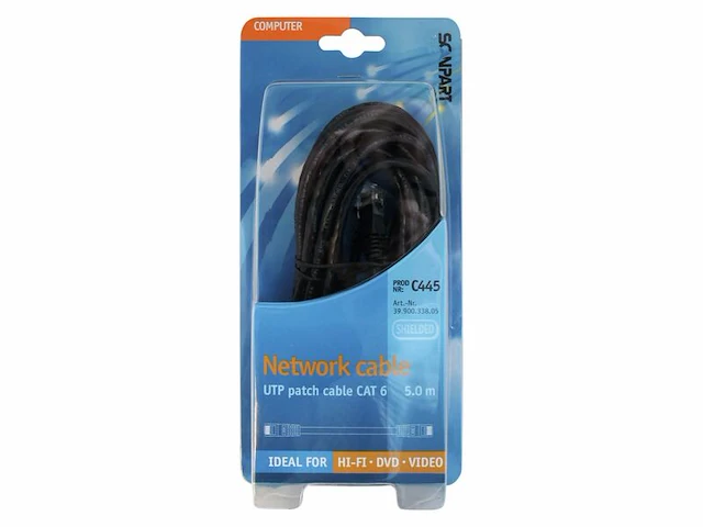 5x utp kabel 5 meter, scanpart, zwart - afbeelding 1 van  2