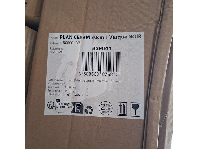 5x wastafel 81 cm, allibert, primo, zwart - afbeelding 2 van  2