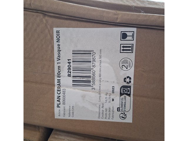 5x wastafel 81 cm, allibert, primo, zwart - afbeelding 2 van  2