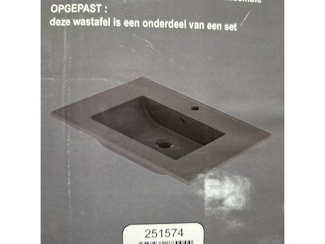 5x wastafel, allibert, plane ceram, mat zwart - afbeelding 1 van  4