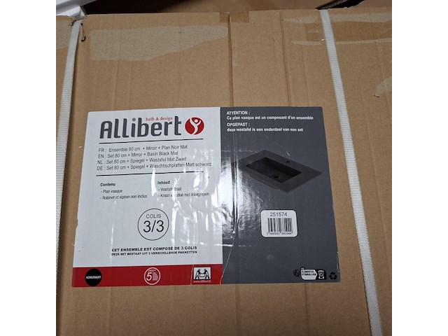 5x wastafel, allibert, plane ceram, mat zwart - afbeelding 2 van  4