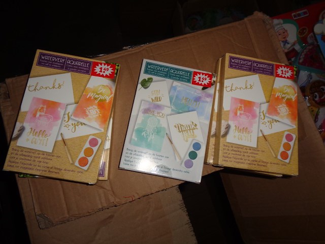 5x waterverf kaarten met enveloppen - afbeelding 1 van  3