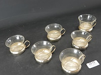 6 glazen theeglazen met verzilverde houder - afbeelding 3 van  5