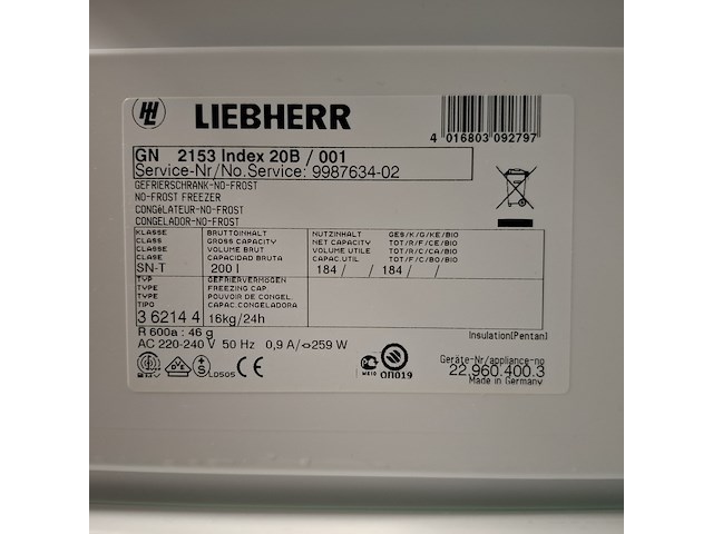 6 laden vriezer, liebherr, gn2153 | nofrost | a++, wit - afbeelding 6 van  9