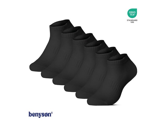 6 paar unisex premium katoenen sneakersokken zwart maat 39/42 - afbeelding 2 van  3