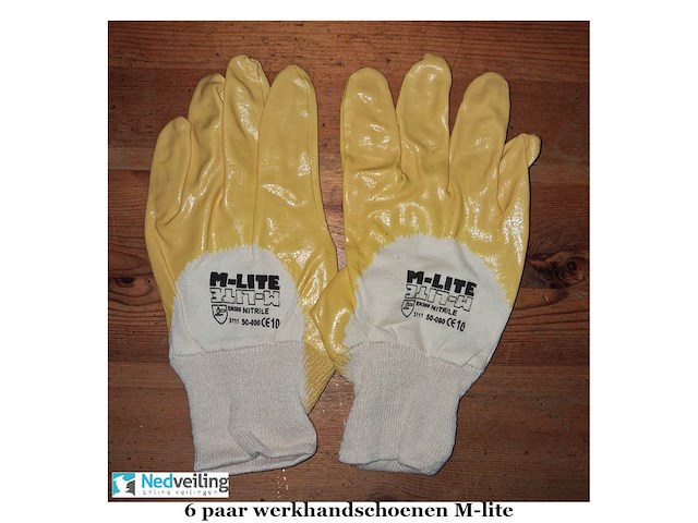 6 paar werkhandschoen m-lite (doos-q) - afbeelding 3 van  3