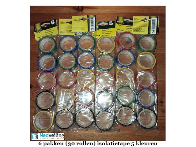 6 pakken (30 rollen) isolatie tape 5 kleuren - afbeelding 3 van  3