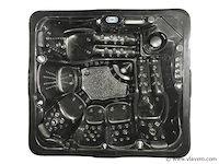 6 persoons outdoor spa met waterjets 255x233cm - bruin / zwarte zijkant - afbeelding 1 van  9