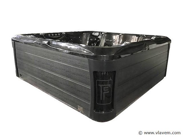 6 persoons outdoor spa met waterjets 255x233cm - bruin / zwarte zijkant - afbeelding 2 van  9