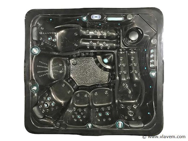 6 persoons outdoor spa met waterjets 255x233cm - bruin / zwarte zijkant - afbeelding 8 van  9