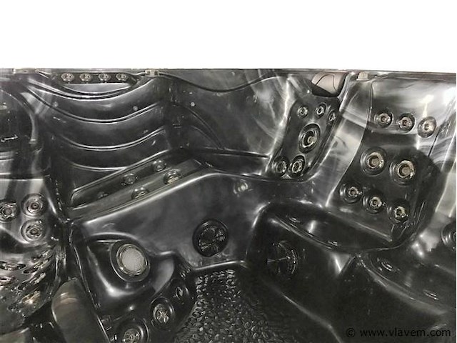 6 persoons outdoor spa met waterjets 255x233cm - zwart / zwarte zijkant - afbeelding 2 van  17