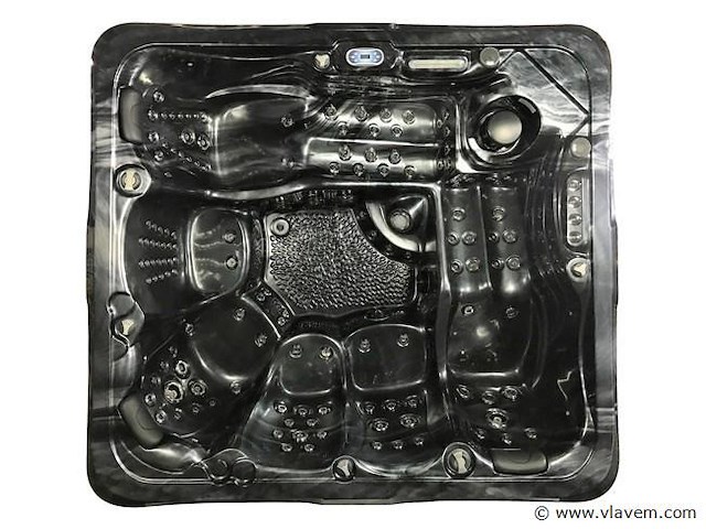 6 persoons outdoor spa met waterjets 255x233cm - zwart / zwarte zijkant - afbeelding 3 van  17