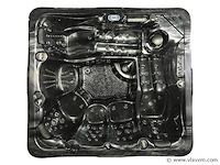 6 persoons outdoor spa met waterjets 255x233cm - zwart / zwarte zijkant - afbeelding 3 van  17