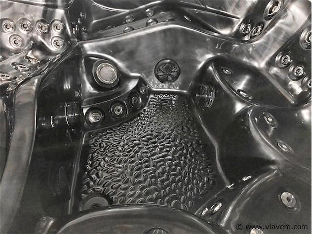 6 persoons outdoor spa met waterjets 255x233cm - zwart / zwarte zijkant - afbeelding 5 van  17