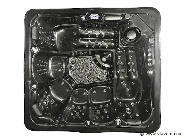 6 persoons outdoor spa met waterjets 255x233cm - zwart / zwarte zijkant - afbeelding 8 van  17
