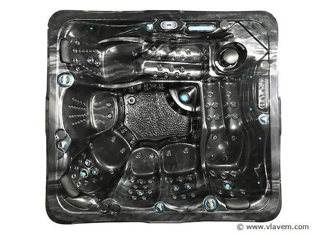 6 persoons outdoor spa met waterjets 255x233cm - zwart / zwarte zijkant - afbeelding 1 van  17