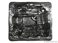 6 persoons outdoor spa met waterjets 255x233cm - zwart / zwarte zijkant - afbeelding 1 van  17