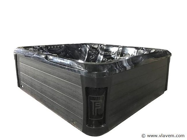 6 persoons outdoor spa met waterjets 255x233cm - zwart / zwarte zijkant - afbeelding 10 van  17