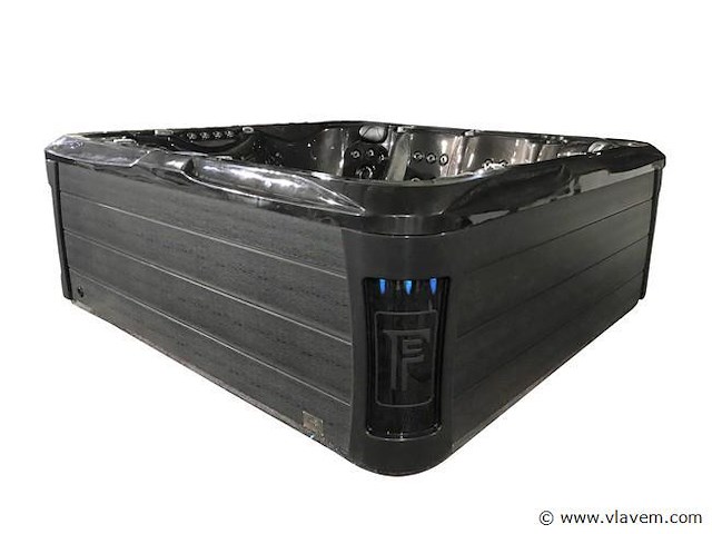 6 persoons outdoor spa met waterjets 255x233cm - zwart / zwarte zijkant - afbeelding 11 van  17