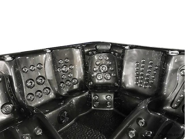 6 persoons outdoor spa met waterjets 255x233cm - zwart / zwarte zijkant - afbeelding 12 van  17