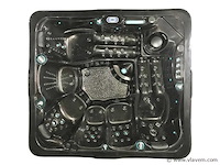 6 persoons outdoor spa met waterjets 255x233cm - zwart / zwarte zijkant - afbeelding 16 van  17