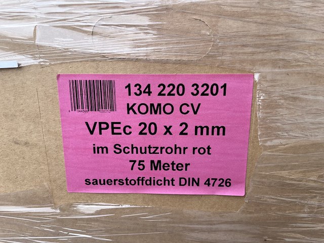 6 rollen mantelbuis komo cv vpec 20x2 75mtr per rol , rood - afbeelding 3 van  3